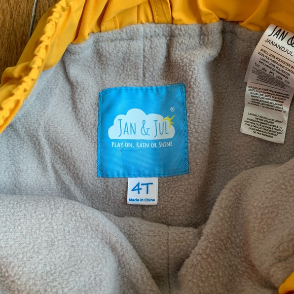 Jan & Jul Kids Fleece Lined Rain Pants (Yellow) 4T - Picture 2 of 2